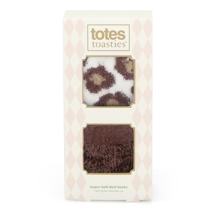 totes toasties® Ladies Super Soft Bed Socks (Twin Pack) Brown / Leopard Extra Image 6